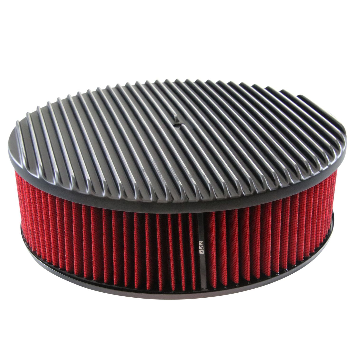Black Alloy Full Finned Air Cleaner 14" x 4" Holley Edelbrock Red Cotton Filter