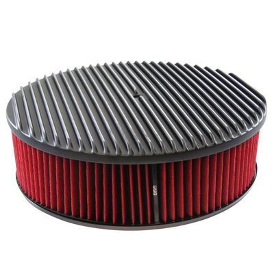 Black Alloy Full Finned Air Cleaner/Air Filter 14" x 4" Holley Edelbrock Red Cotton Filter