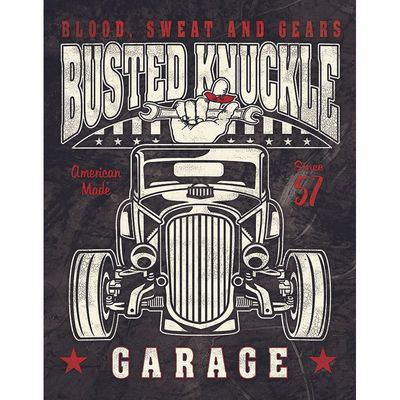 Blood Sweat and Gears Busted Knuckle Garage Metal Sign Reproduction 32cm x 41cm Blood Sweat and Gears Busted Knuckle Garage Metal Sign Reproduction 32cm x 41cm