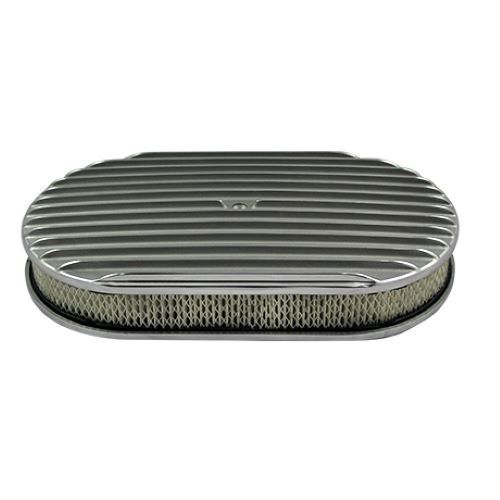 Oval Full Finned Air Cleaner 15" x 2" Holley Edelbrock Quadrajet Carter