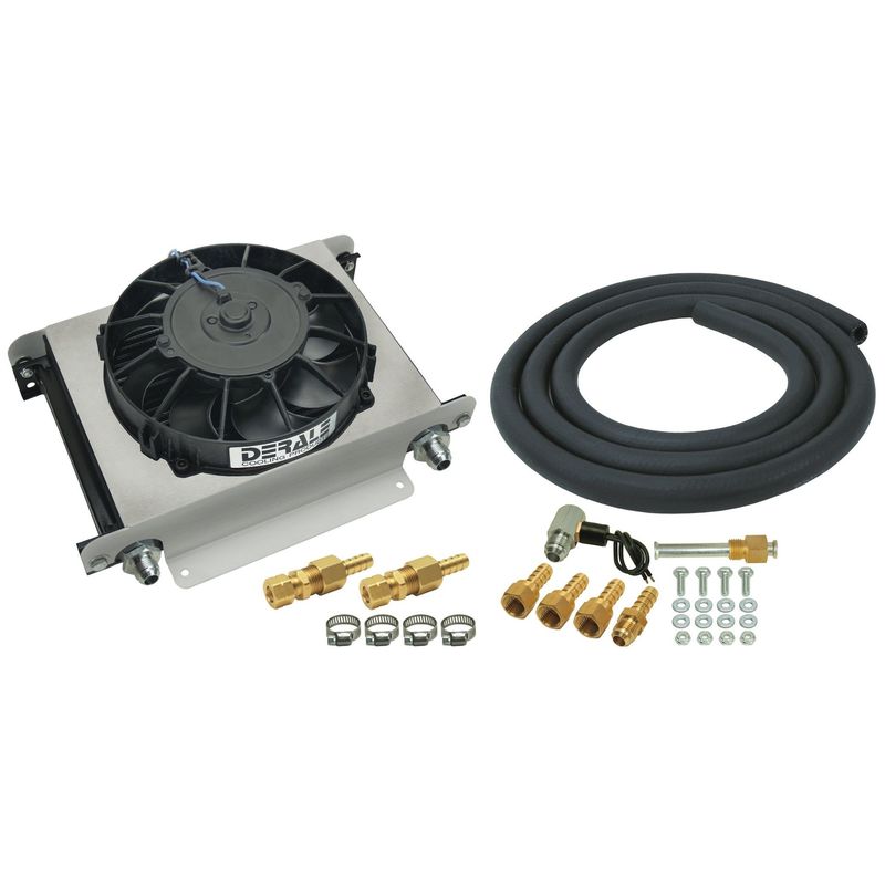 Derale Hyper-Cool Transmission Cooler 25 Row 13 Derale Hyper-Cool Transmission Cooler 25 Row 13"x10"x5-5/8" 8" Fan -8AN 15960