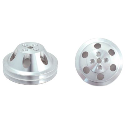 Pulley Upper Double Groove Swp Polished Alloy Small Block Chevrolet 265-400