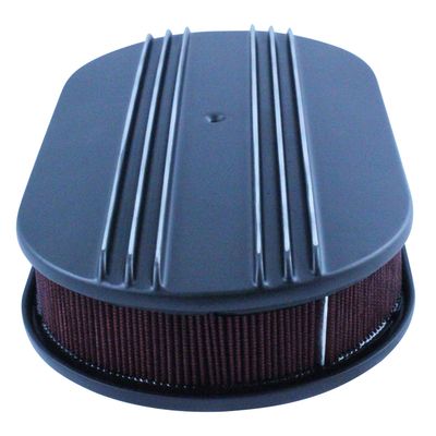 Oval Black Dual Centre Finned Air Cleaner/Air Filter 15" x 2" Holley Edelbrock Quadrajet