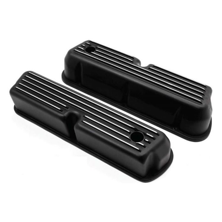Valve Rocker Covers Ford Windsor V8 260-289-302-351 Tall Aluminium Black Finned - Pair