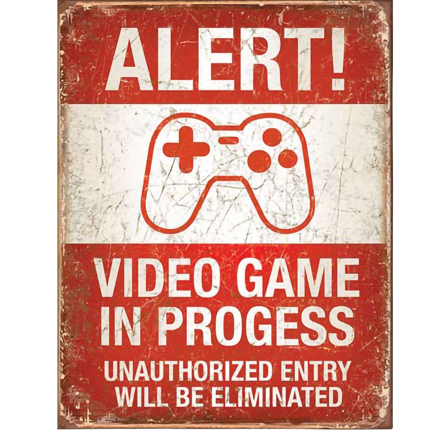 Alert! Video Game in Progress Metal Sign Reproduction 32cm x 41cm Alert! Video Game in Progress Metal Sign Reproduction 32cm x 41cm