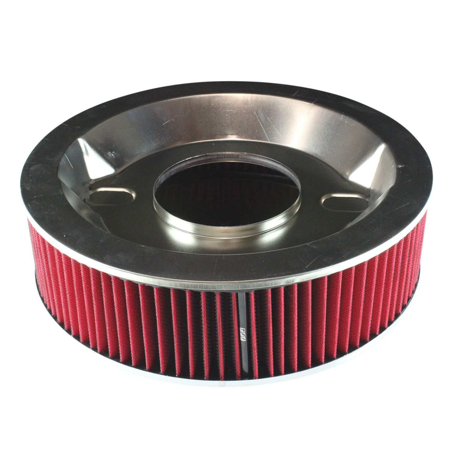 Chrome Air Filter/Air Cleaner 14 Chrome Air Filter/Air Cleaner 14" x 4" Holley Rochester Recessed Base Red Washable
