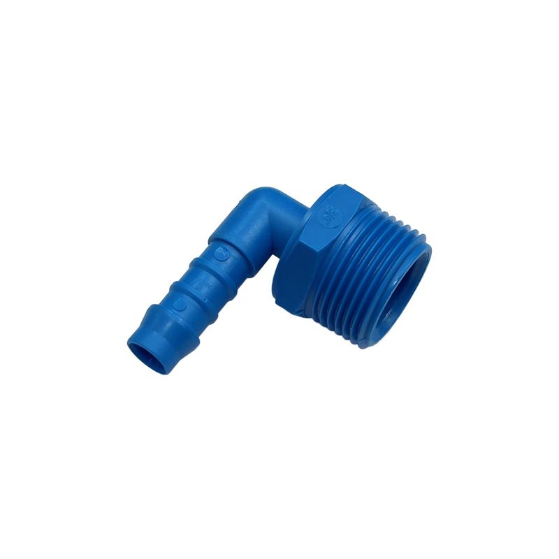 Nylon Plastic Male Elbow Tail Fitting 3/8" (9.5mm) Hose Tube End to X 3/4" (26.4mm) Male BSP Thread