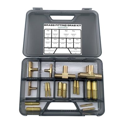 Brass Straight Male Joiner and 3-Way Brass Tee Fittings Grab Kit - 22 Piece