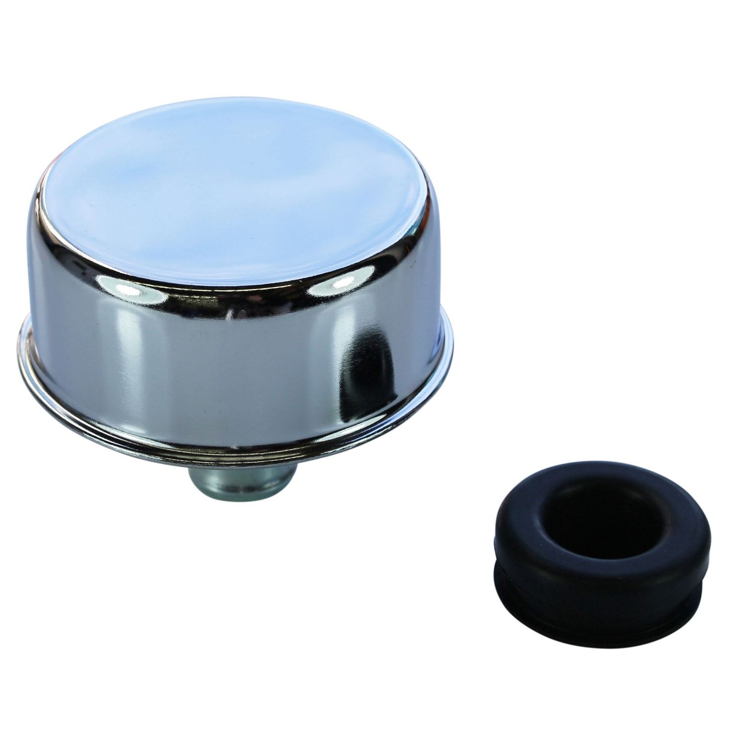 Valve Rocker Cover Breather Cap Push In 3/4"(19mm) Neck Chromed Steel + Grommet
