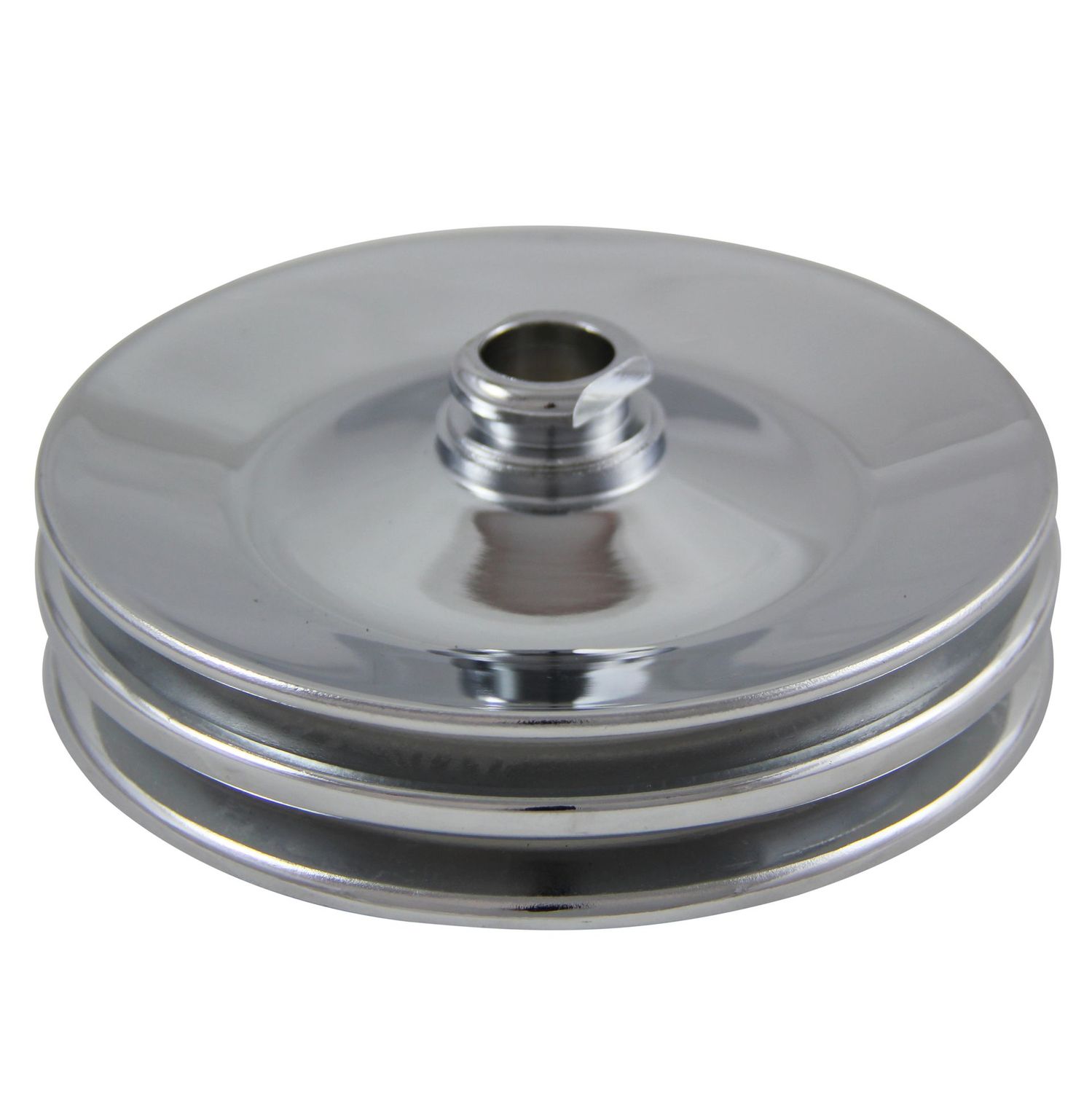 Pulley GM Power Steering Dual Groove Chrome Steel 3/4 Pulley GM Power Steering Dual Groove Chrome Steel 3/4" Shaft 5-3/4" Diam