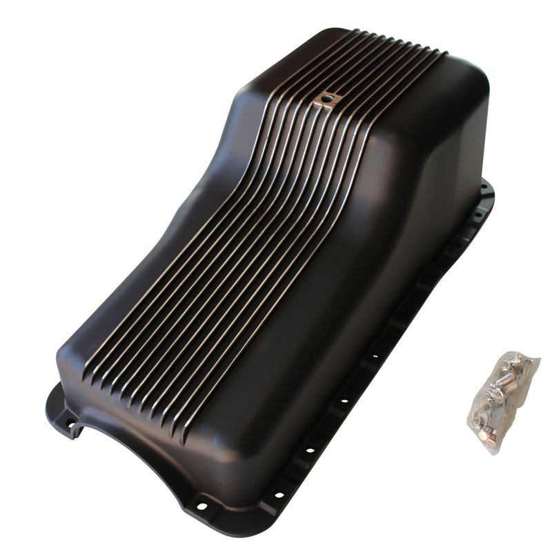 Oil Pan Ford Windsor 260-289-302 V8 Front Sump 1962-82 Black Alloy Finned