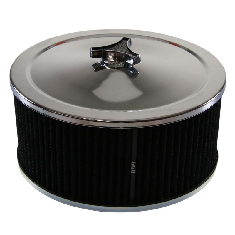 Chrome Air Cleaner 9" Wide x 4" Tall Suit 2-5/16" Stromberg Carb Black Element