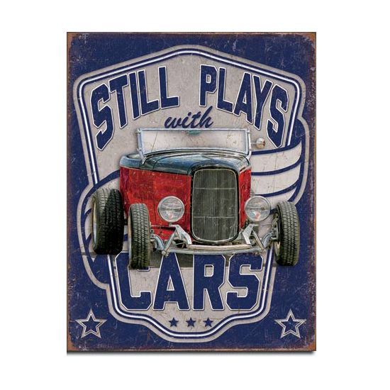 Still Playing with Cars Metal Sign Reproduction 41cm x 32cm