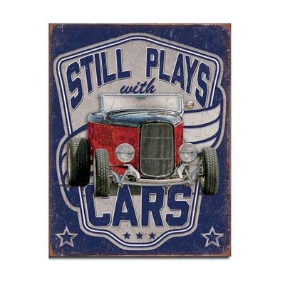 Still Playing with Cars Metal Sign Reproduction 41cm x 32cm