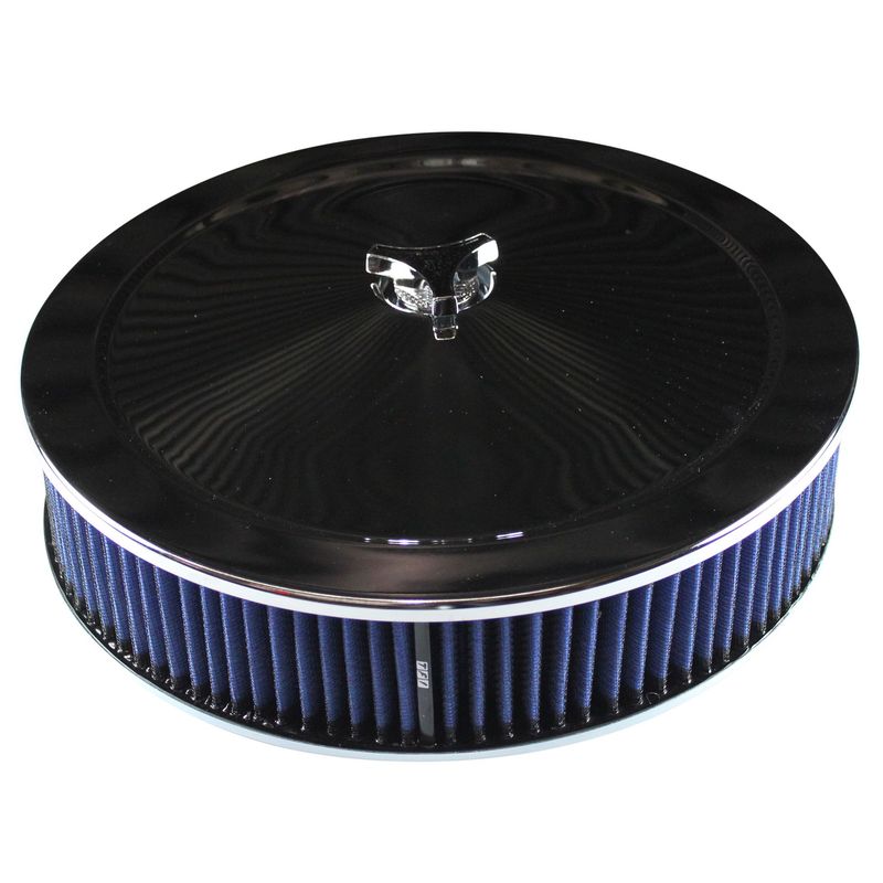 Chrome Air Filter/Air Cleaner 14 Chrome Air Filter/Air Cleaner 14" x 3" Holley Edelbrock Recessed Base Blue Washable