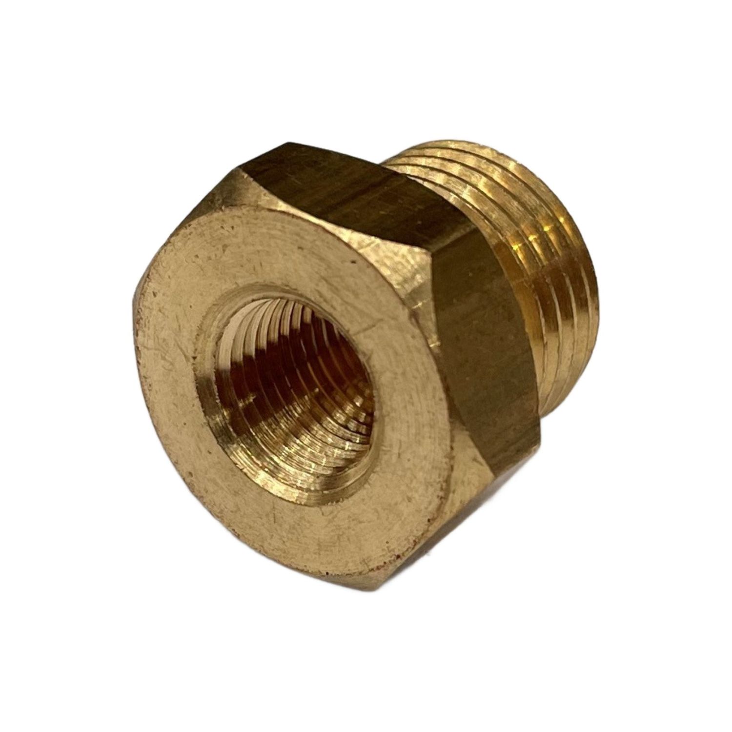 Brass Temp Bush Reducer 1/8" (8.4mm) Female NPT Thread to 5/8" (15.8mm) Male UNF Thread