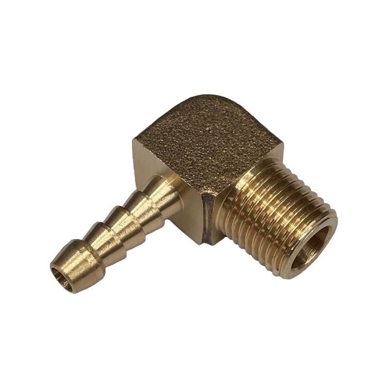 Brass Male Elbow Tail Fitting 1/4" (6.3mm) Hose Tube End to X 1/4" (13.2mm) BSP