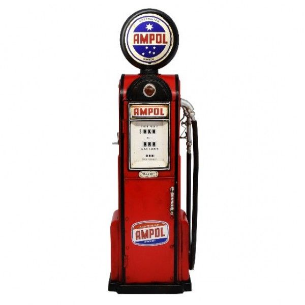 Automobilia Metal Collectable Ampol Petrol Pump Bowser Ornament - Red