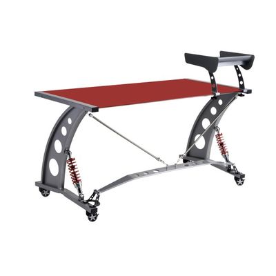 PitStop Furniture Red GT Spoiler Desk Red Tempered Glass Color Racing Style
