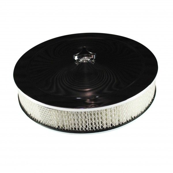 Chrome Air Filter Cleaner 14" x 3" with 1-1/4" offset base Holley/Throttle Body