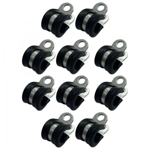 Rubber Lined P Clip Cushion Clamps 10mm - 10 Pack