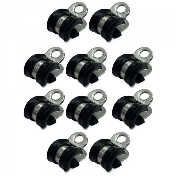 Rubber Lined P Clip Cushion Clamps 8mm - 10 Pack