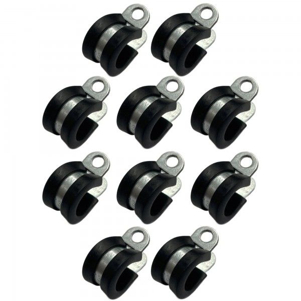 Rubber Lined P Clip Cushion Clamps 13mm - 10 Pack
