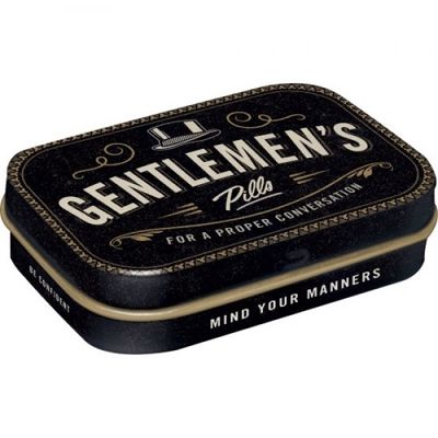 MintBox: Gentlemens Pills Size:4x6 x1.6cm sugar free mints 34gm MintBox: Gentlemens Pills Size:4x6 x1.6cm sugar free mints 34gm
