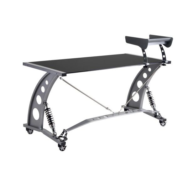 PitStop Furniture Black GT Spoiler Desk Black Tempered Glass Color Racing Style PitStop Furniture Black GT Spoiler Desk Black Tempered Glass Color Racing Style
