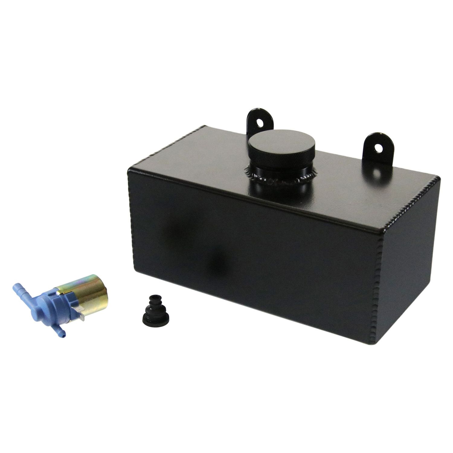 Windscreen Washer Bottle Black Alloy Horizontal (2 L) Holden Torana with Electric Pump