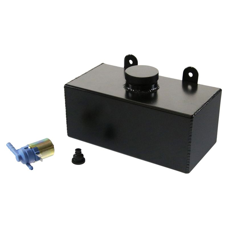 Windscreen Washer Bottle Black Alloy Horizontal (2 L) Holden Torana with Electric Pump