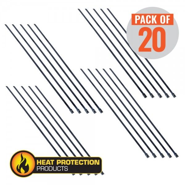 Thermal Stainless 304 Black Locking Ties 400mm (16 Inch) long for securing any insulation-Pack 20