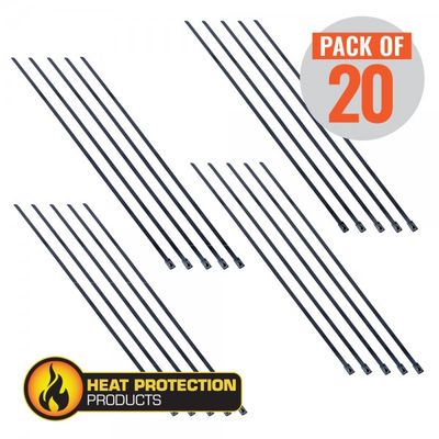 Thermal Stainless 304 Black Locking Ties 400mm (16 Inch) long for securing any insulation-Pack 20