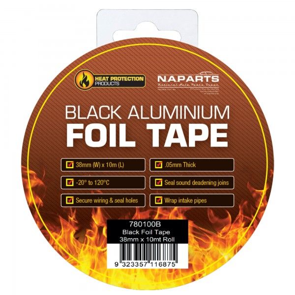 Aluminium Heat Reflect Radiate Foil Tape 38mm x 10M Roll - Black Aluminium Heat Reflect Radiate Foil Tape 38mm x 10M Roll - Black