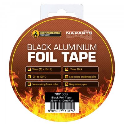 Aluminium Heat Reflect Radiate Foil Tape 38mm x 10M Roll - Black