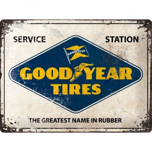 Goodyear Tires Logo White Special Edition 3D Metal Reproduction Sign 30cm x 40cm