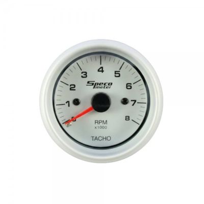 Speco Meter 2 Speco Meter 2" 12V 8000rpm Tachometer - White Dial Silver Bezel