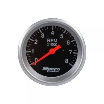 Speco Meter 2-5/8 Speco Meter 2-5/8" 12V 8000rpm Tachometer - Black Dial Silver Bezel