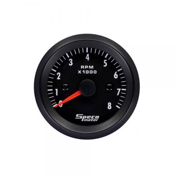 Speco Meter 2 Speco Meter 2" 12V 8000rpm Tachometer - Black Dial Black Bezel