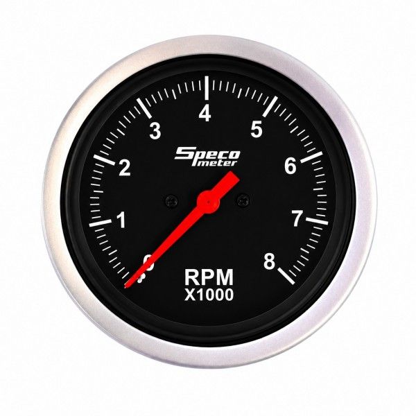 Speco Meter 85mm Dash Mounted Electronic Tachometer - Black Dial Silver Bezel Speco Meter 85mm Dash Mounted Electronic Tachometer - Black Dial Silver Bezel