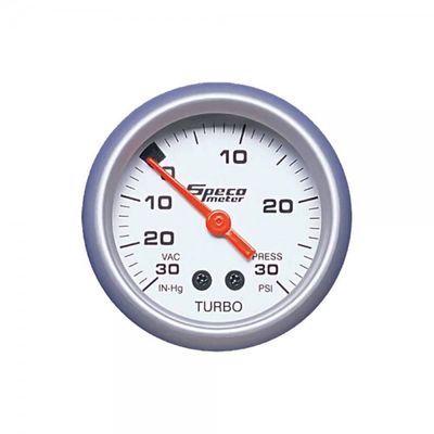 Speco Meter 2 Speco Meter 2" Mechanical 30 Hg to 30 PSI Boost Gauge - Silver Dial Silver Bezel