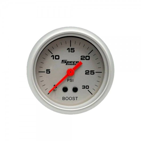 Speco Meter 2 Speco Meter 2" Mechanical 30 PSI Boost Gauge - Silver Dial Silver Bezel