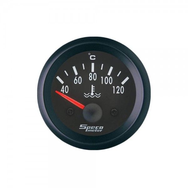 Speco Meter 2 Speco Meter 2" 12V Electric 40-120ºC Water Temperature Gauge - Black Dial Black Bezel