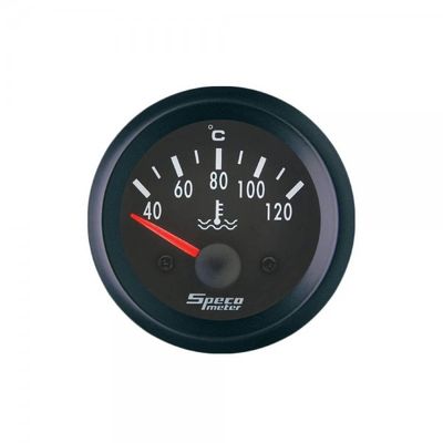 ​Speco Meter 2" 12V Electric 40-120ºC Water Temperature Gauge - Black Dial Black Bezel