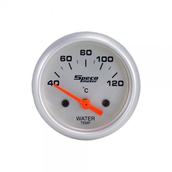 Speco Meter 2 Speco Meter 2" 12V Electric 40-120ºC Water Temperature Gauge with Sender - Silver Dial Silver Bezel