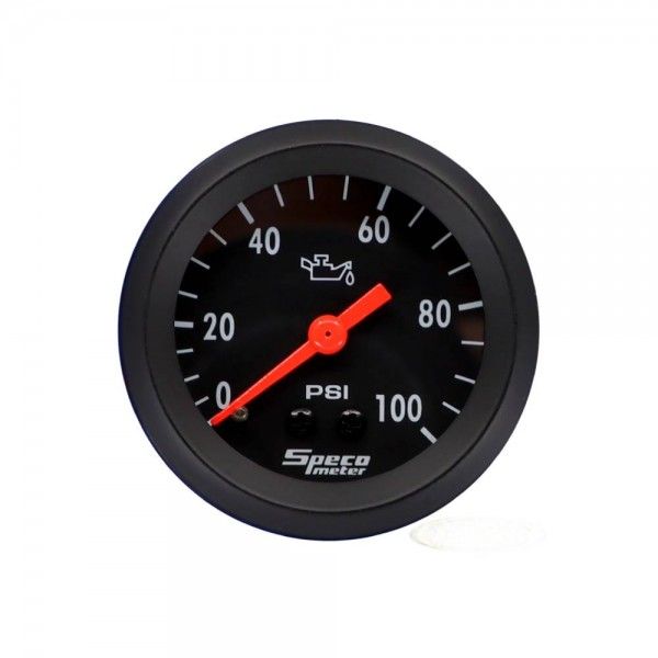 Speco Meter 2 Speco Meter 2" Mechanical 100 psi Oil Pressure Gauge - Black Dial Black Bezel