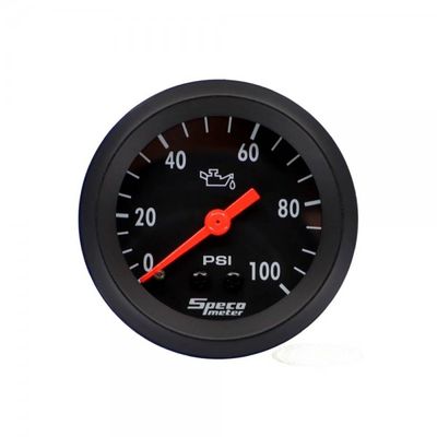 Speco Meter 2 Speco Meter 2" Mechanical 100 psi Oil Pressure Gauge - Black Dial Black Bezel