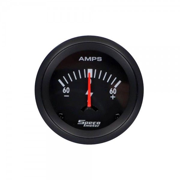 ​Speco Meter 2" 60-0-60 Amps Ammeter Gauge - Black Dial Black Bezel