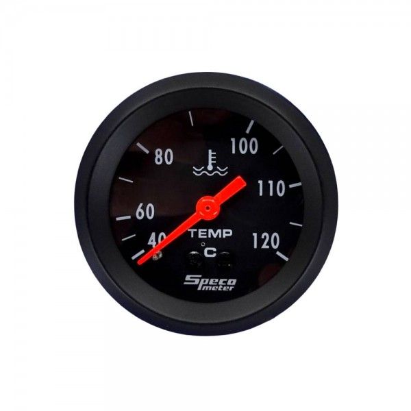 Speco Meter 2 Speco Meter 2" Mechanical 40-120ºC Water Temperature Gauge with 12' Sender & Adaptors - Black Dial Black Bezel