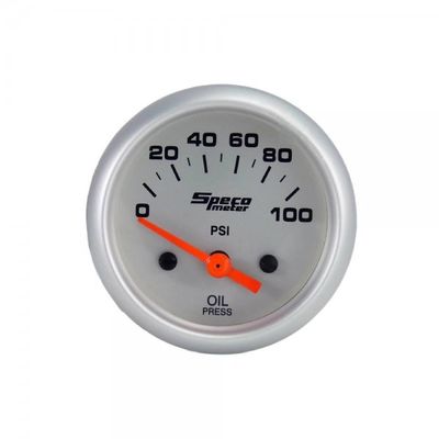 Speco Meter 2 Speco Meter 2" Electric 100 psi Oil Pressure Gauge with Sender - Silver Dial Silver Bezel